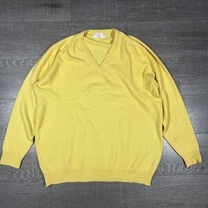 Royal Pringle 100% Cashmere V-Neck Sweater Yellow Made in Scotland‎ Mens 2XL